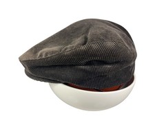 Vtg 80s UNBRANDED Brown CORDUROY CABBIE HAT Newsboy Golf Course USA-MADE Large