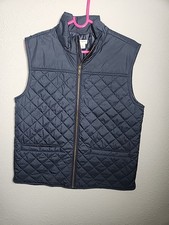 J Crew Crewcuts Navy Blue Quilted Full Zip Polyester Vest Size XL
