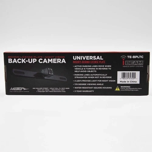 Cámara de respaldo Metra iBeam TE-BPLTC con montaje en matrícula trasera + LED visión nocturna Foto 2 de 4