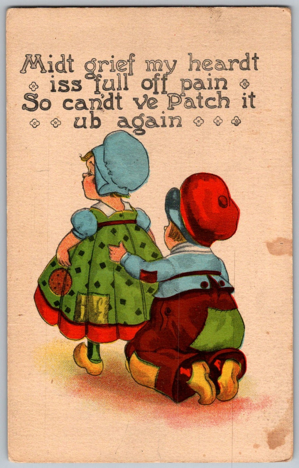 Antique Postcard Children Kneeling Cartoon Alexandria, 1910s