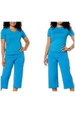 Joy Collection Women's Two Performance Tees w/Headband Ocean Blue