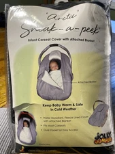 Jolly Jumper Arctic Sneak-A-Peek Infant Car Seat Cover Black Fleece Lined Winter