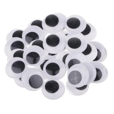 60 Stück schwarze Wackelaugen, verschiedene Sorten Größen 25 mm 30 mm