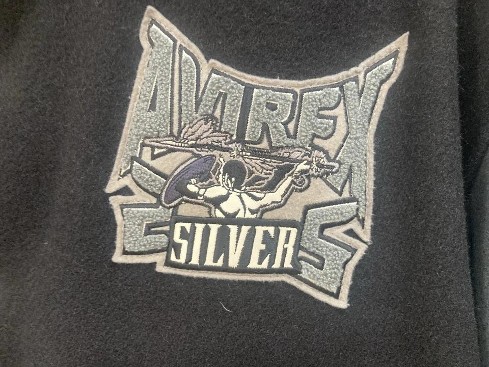 VTG Avirex Black/Grey Varsity Jacket Indian Head 3XL Silver 1975-2000 Equinox - Image 3 of 4