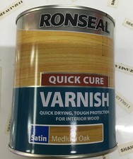 Ronseal Quick Cure Varnish - Medium Oak - Satin - 750ml - Interior Wood Varnish