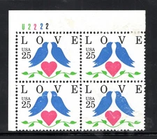 US Stamp Scott #2440, 25c, Love Issue, Plate Block, OG, MNH