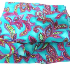 Turquoise Silk Fashion Scarf Sash Long 80" x 10"Fuchsia Purple Paisley