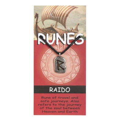 Raido Rune Pendant for Safe Journeys - Pewter Norse Runic Amulet with ...