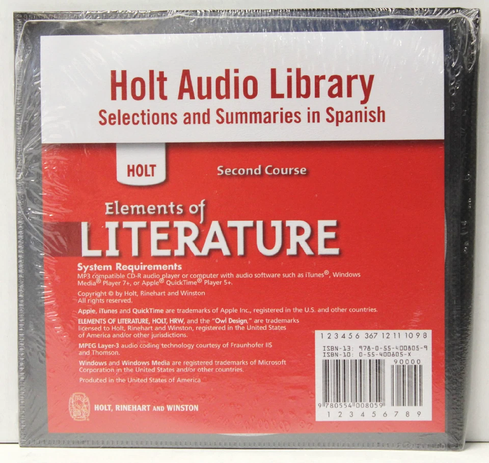 HOLT AUDIO LIBRARY ELEMENTS OF LITERATURE SPANISH SECOND COURSE CD-ROM - Image 2 of 2