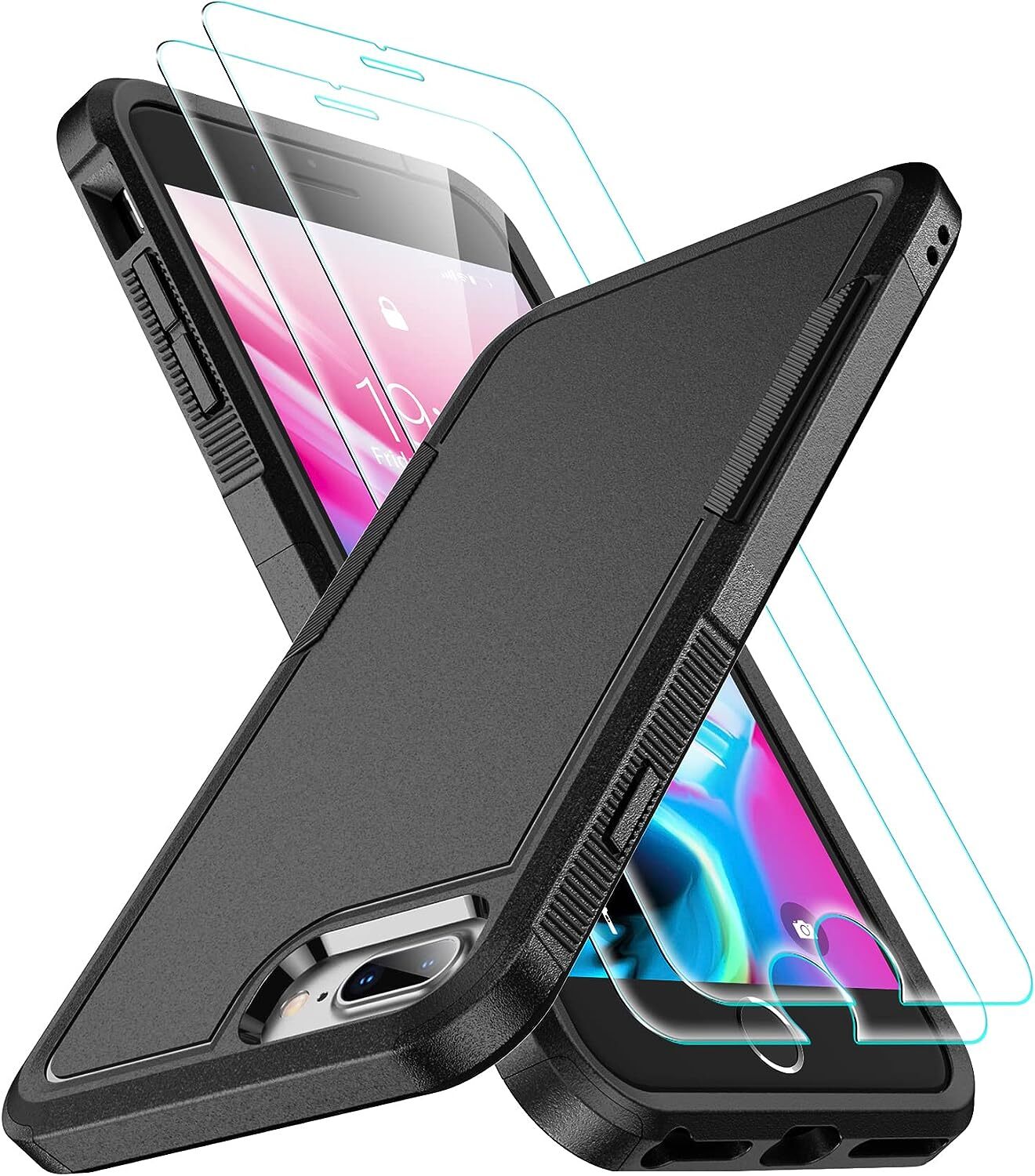 for iPhone 7/8 Plus Case, [10 FT Military Grade Drop Protection] [Non-Slip] [2 p