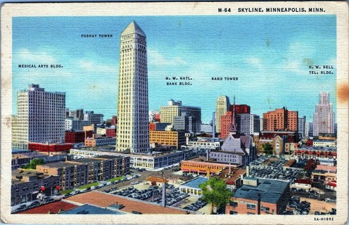 M-64 Skyline Minneapolis Minnesota Postcard 5A-H1892 Unposted - Picture 1 of 2