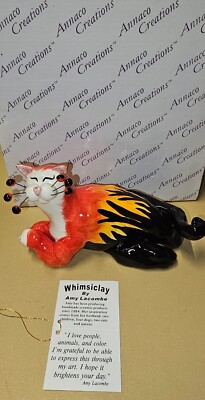#ad #21014 ANNACO CREATIONS LAYING CAT HOT ROD FIGURINE NEW IN BOX LACOMBE FLAMES $18.89