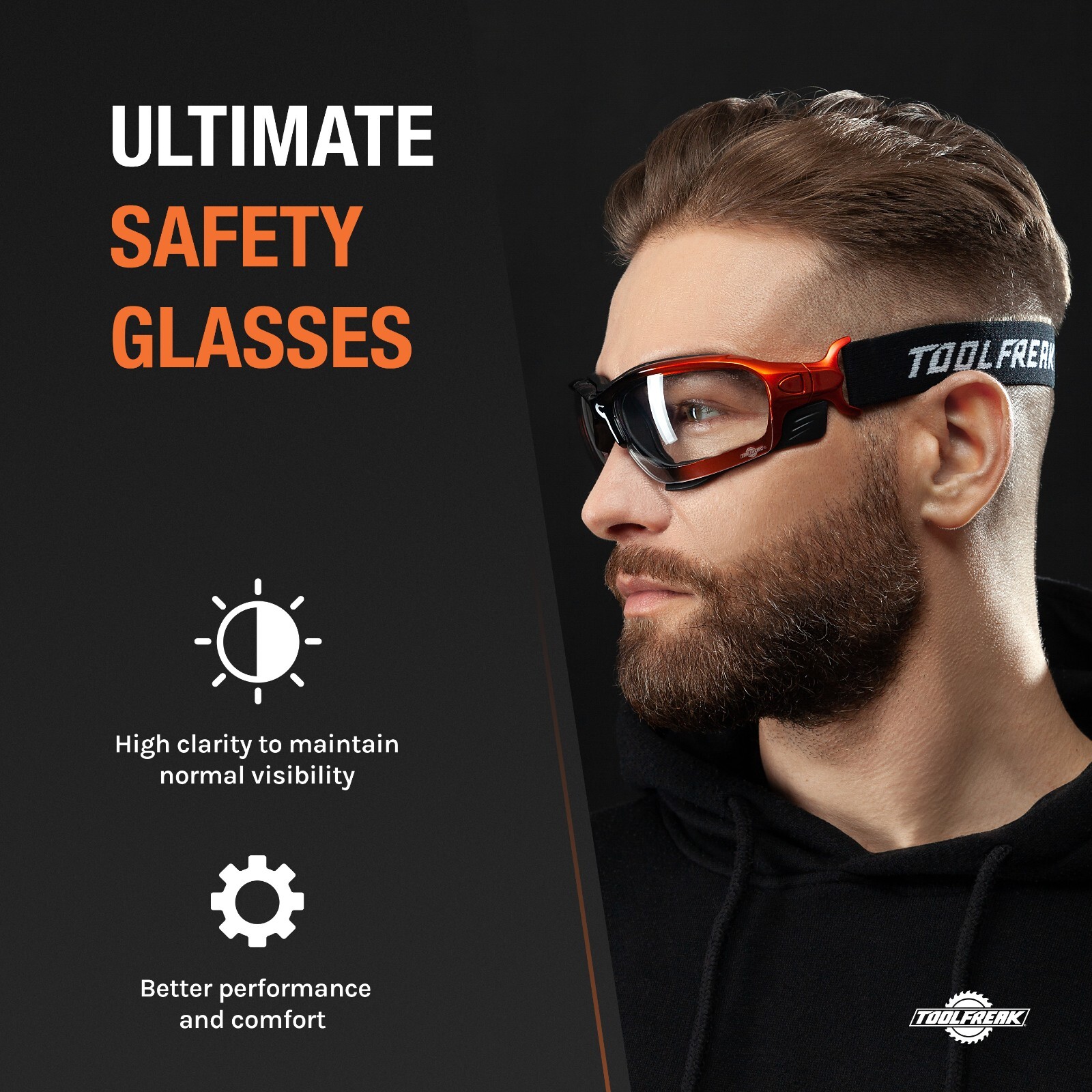 ToolFreak Safety Glasses & Goggles Combo Clear Lens Rated to ANSI z87.1