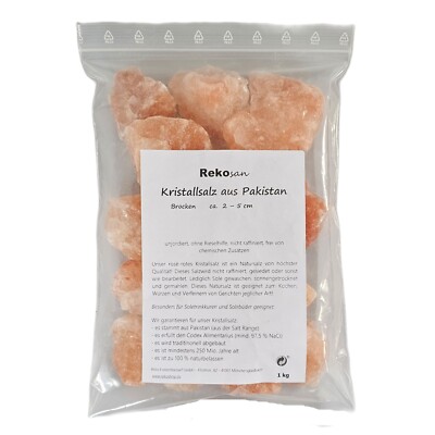 Rekosan Kristallsalz (Brocken 2 - 5 cm) 1 kg Salt Range (Himalaya-Vorgebirge)