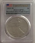 2021-W $1 American Silver Eagle Type 2 Burnished SP70 First Strike PCGS