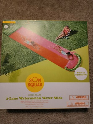 New! Sun Squad 2 Lane Slip n Slide Watermelon 18 ft Ages 5+
