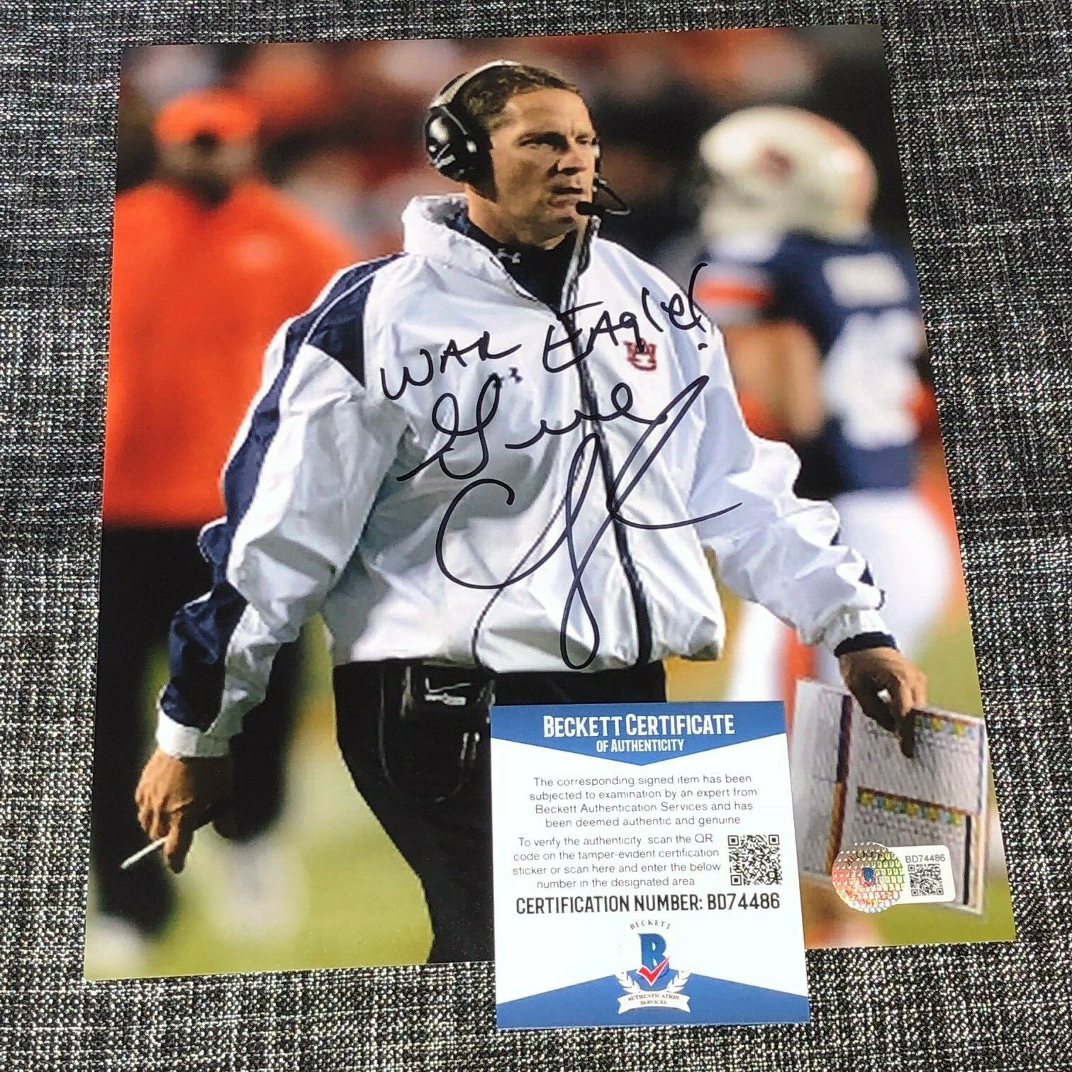 GENE CHIZIK SIGNED AUTOGRAPH 8X10 PHOTO AUBURN TIGERS FOOTBALL BECKETT BAS COA 
