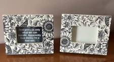 Creative Co-op Picture Frame Photo Wood Floral  4X6 Photo Frame 10 1/2 X 8 1/2.