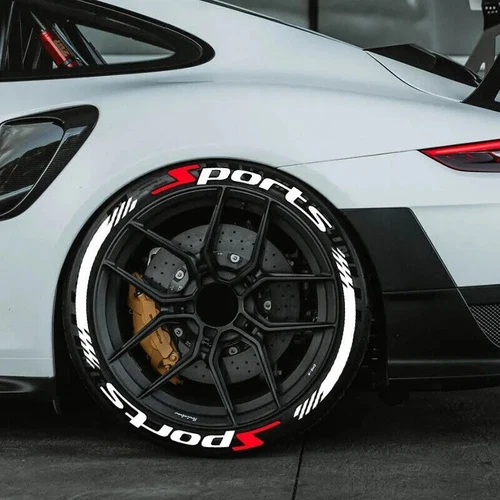 Permanent White Tire Lettering Sticker SPORTS Rubber 1.25'' For 15''-24'' 8 Kits - Picture 1 of 9