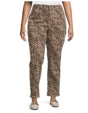 TERRA  SKY Womens Straight Leg Jean Size 16W Petite Animal Print High Rise New
