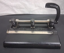 Vintage Master Products Three 3 Hole Punch Black Adjustable Heavy Duty USA