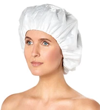 Scalpmaster Terry Lined Waterproof Shower Cap One Size Fits Most White Pink Blue