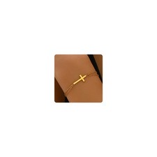 18K Gold Plated Sideways Cross Bracelets for Women Adjustable Simple Gold Thin R
