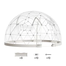 Uimoso 12 x 7.2 ft Outdoor Clear Geodesic Dome for 4-7 People Garden Use