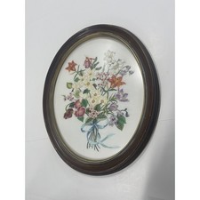 Hand-Stitched Appliqu  Quilt Art In Frame Oval Floral