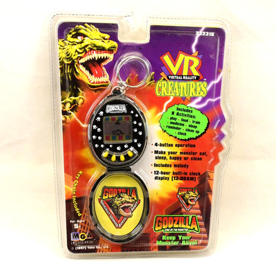 VTG 1997 VR Creatures Godzilla Dino Virtual Reality Pet Keychain