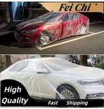 Clear Plastic Disposable Car Cover Temporary Universal Garage Rain Dust 1 Pack