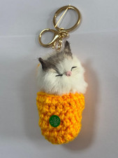 Cute Cat Plush Keychain Soft Kitten Keyring Kawaii Bag Charm Gift Toy Mini