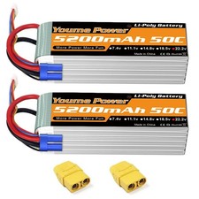 Batería Youme 6S Lipo, Batería 22.2V Lipo 5200mah 50C Estuche Blando con EC5 y X...