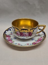 Antique SELB Bavaria ROSENTHAL Demitasse CUP & Saucer ROSES Heavy GOLD Interior