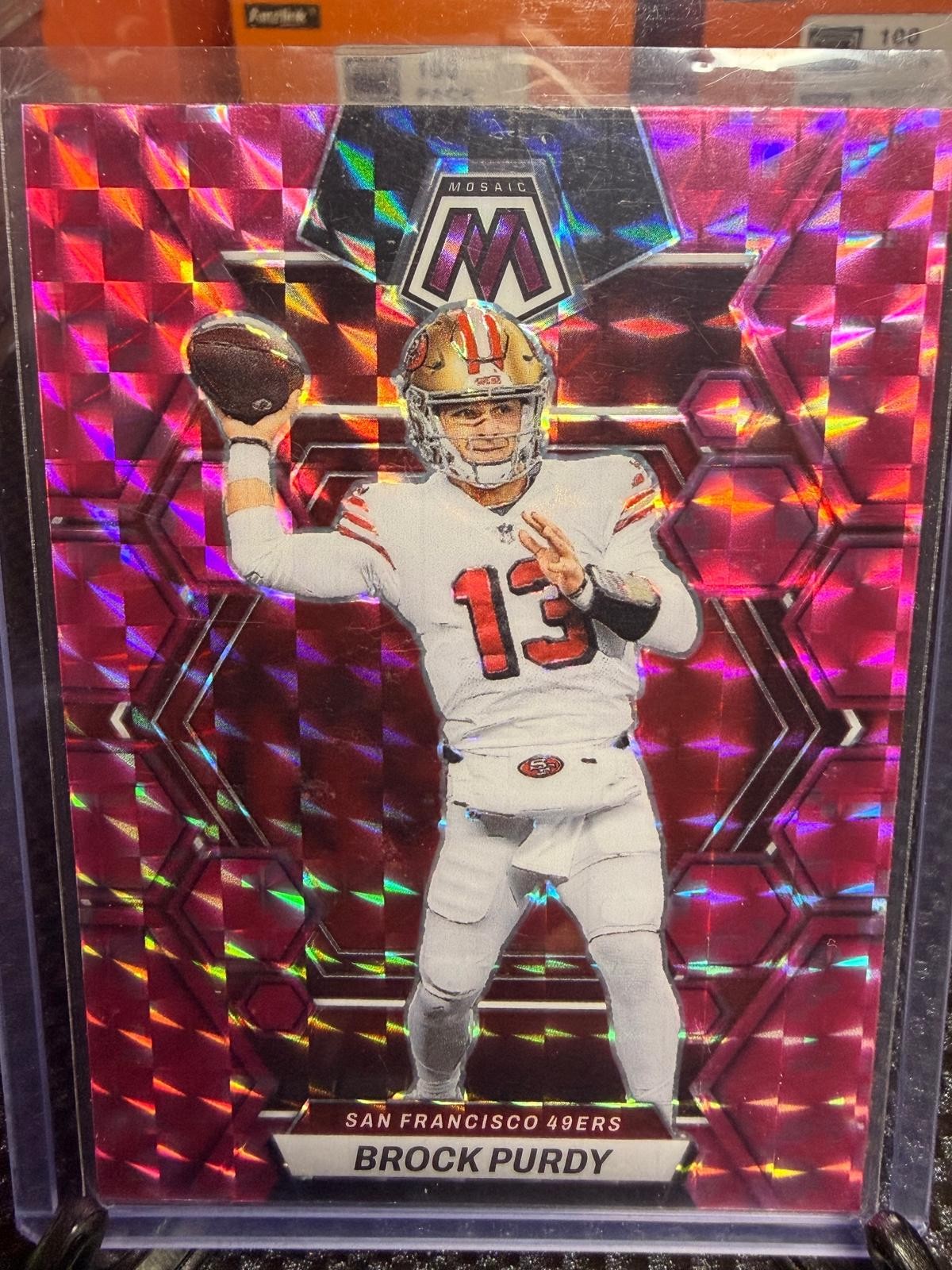 2023 Panini Mosaic #211 Brock Purdy Camo Pink Mosaic
