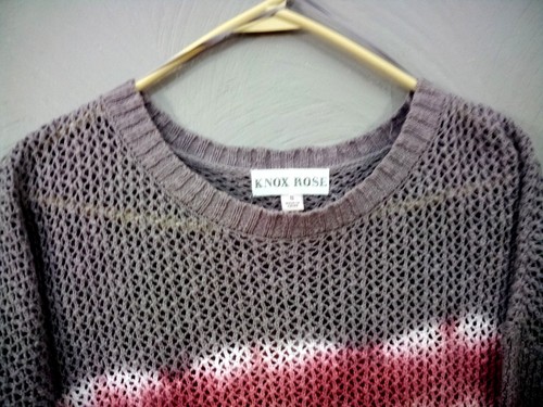 Knox Rose Women Cotton Knitted Sweater-Small Multicolor Crewneck Pullover, BOHO - Picture 3 of 5