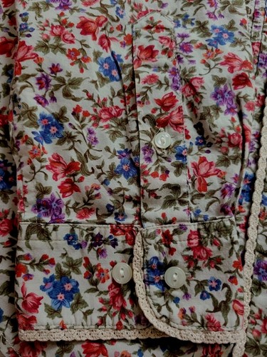 Ralph Lauren Cotton Button Up Shirt Floral Ditsy Womens Lace Trim Multicolor Sz - Picture 9 of 9