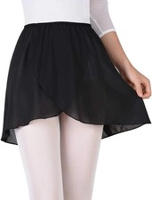 Bezioner Ballet Wrap Skirt - Chiffon Girls and Women's Dance Medium, Black