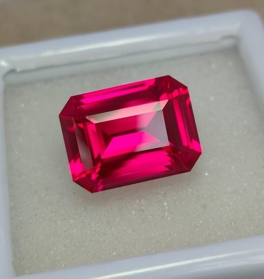 Flawless Mozambique Pink Ruby Loose Emerald Cut 9.25 Ct Gemstone Cut Beautiful