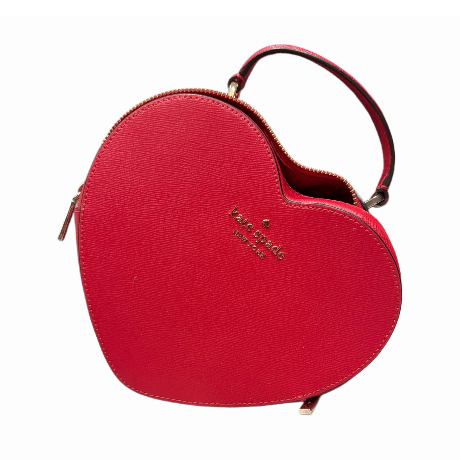 Kate Spade New York Heart-Shaped Red Top Handle Bag with Zipper