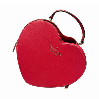 Kate Spade New York Heart-Shaped Red Top Handle Bag with Zipper