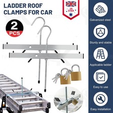 2x Heavy Duty Ladder Roof Rack Tie Down Holding Clamps, Includes Padlocks & Keys