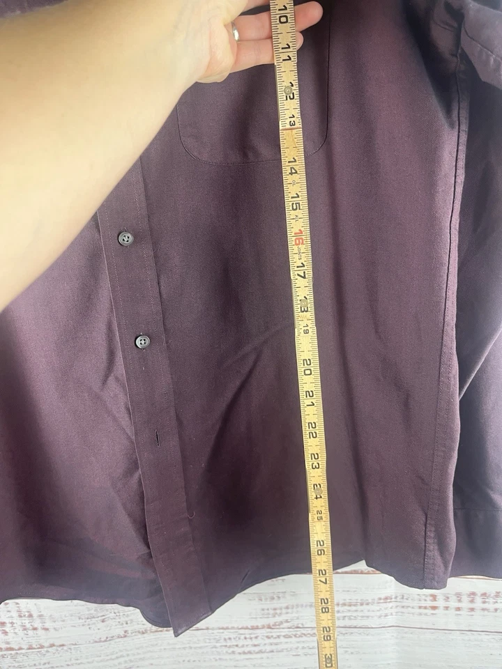 Camisa social masculina Croft & Barrow tamanho 15.5 borgonha resistente a rugas botão para baixo - Imagem 4 de 4
