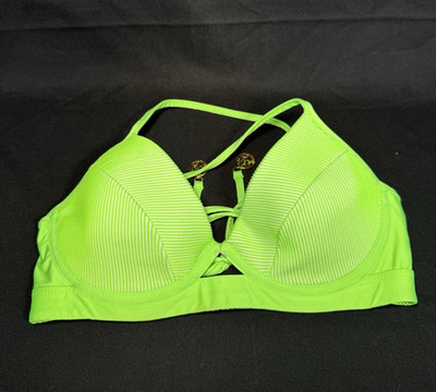 Luli Fama Lime Green Bikini Top Underwire Lightly Padded Balconette Medium GUC