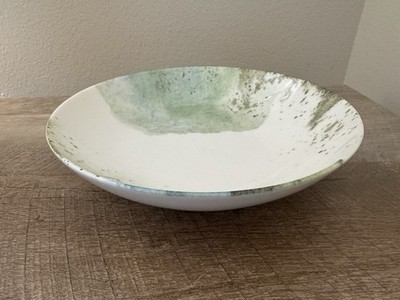 Intesa Home Pasta Bowl White Green Gold Ceramic Dish Made In Turkey