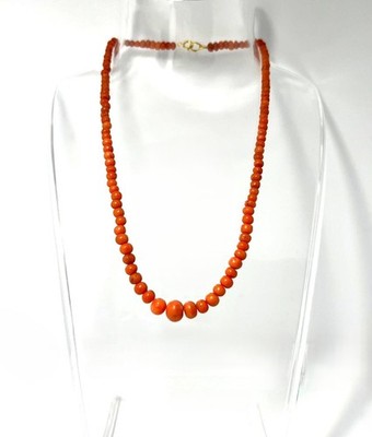 Antike minimalistische Korallenkette Choker 925 Silber vergoldet 37 cm Coral