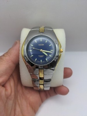 Marco Max mens Watch Silver Tone Blue Dial Dual Tone Band  - New Battery 