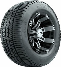 Set of 4 GTW 10" Machined/Black Golf Cart Wheels on 205/50-10 Street Tires