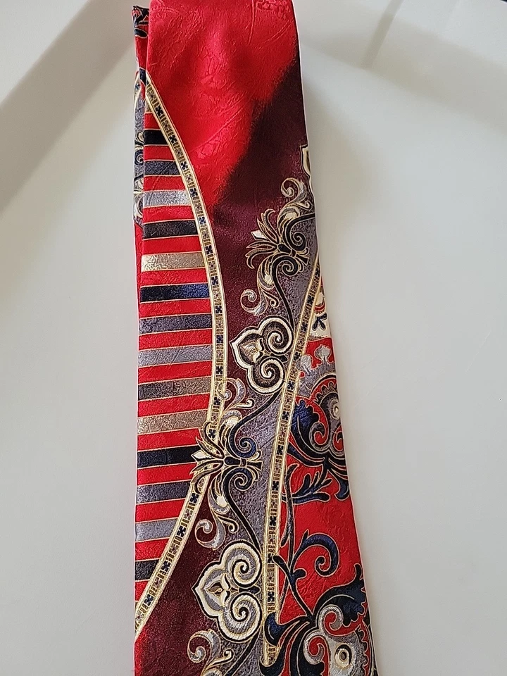 Corbata de Seda BERNINI Roja Gris Azul Marino Púrpura RESTRACTA Deco CASINO SWING Rockabilly 4x59 Foto 4 de 4