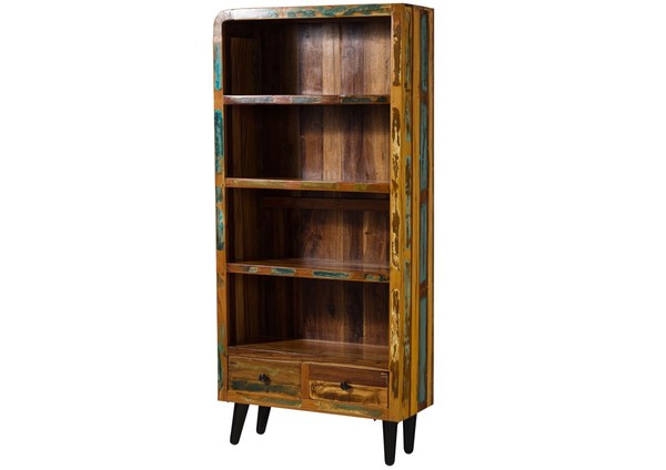 Standregal BüCherregal BüCherschrank Altholz Retro Unikat Holz Massiv Montiert-image